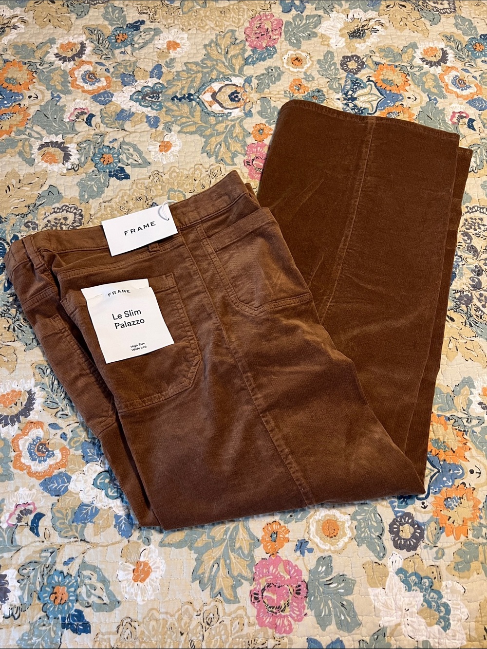 Frame Denim Brown Corduroy Le Slim Palazzo Pants